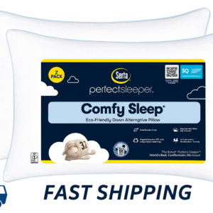 Serta Perfect Sleeper Comfy Sleep Cotton Bed Pillow, 2 Pack Assorted Sizes Queen